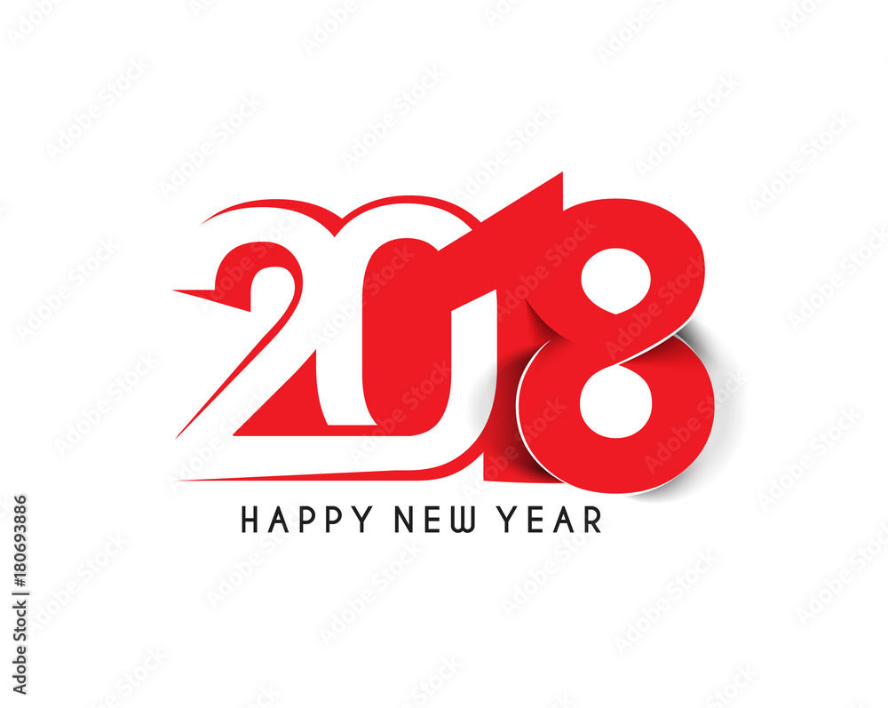 Happy new year 2018 Text Design. Happy new year 2018 Text Design.