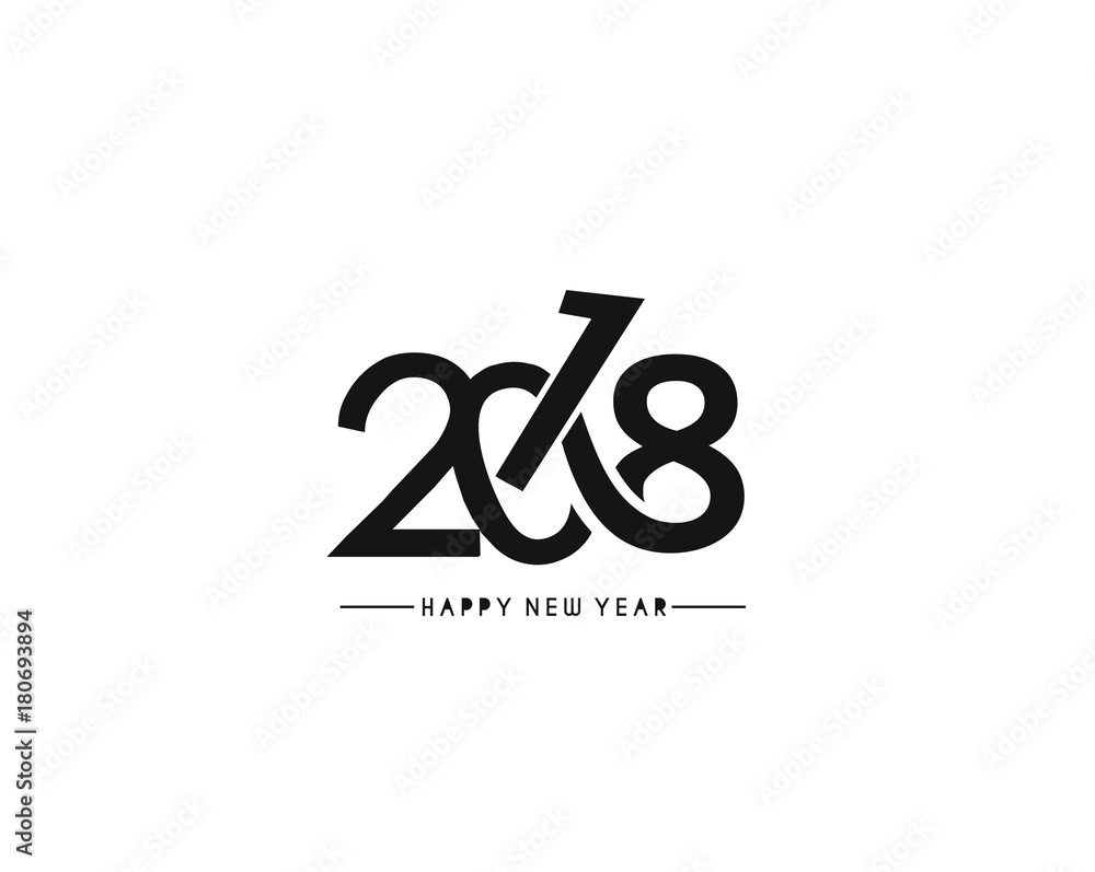Happy new year 2018 Text Design. Happy new year 2018 Text Design.
