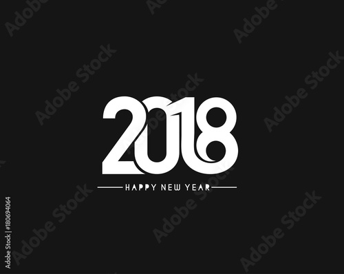 Happy new year 2018 Text Design.