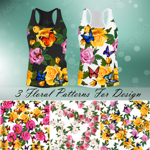 T-shirt with an trendy rose and butterfly design