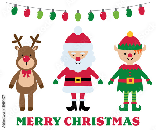 Christmas isolated cartoon characters, greeting card