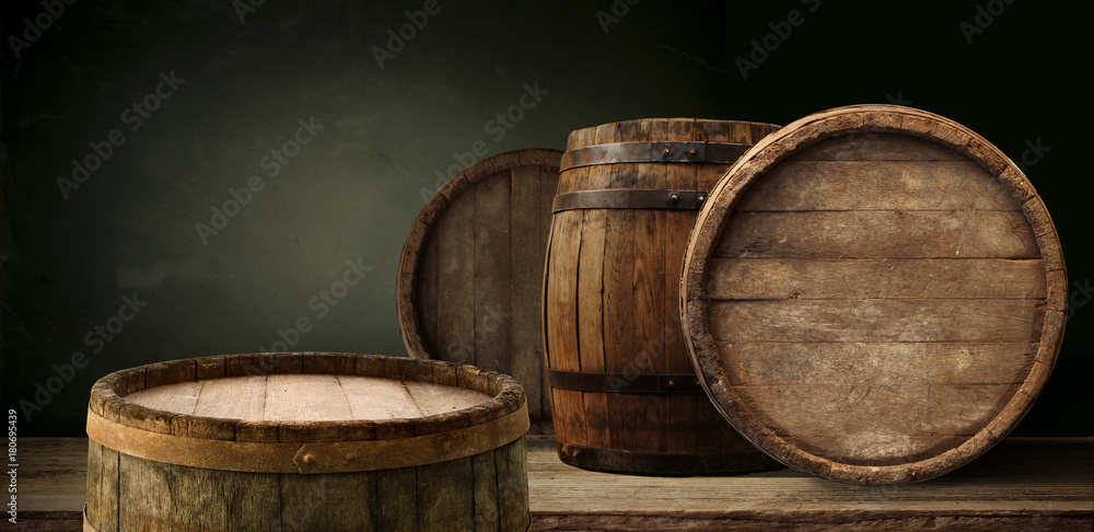 Fototapeta premium Old wood table top with smoke in the dark background.