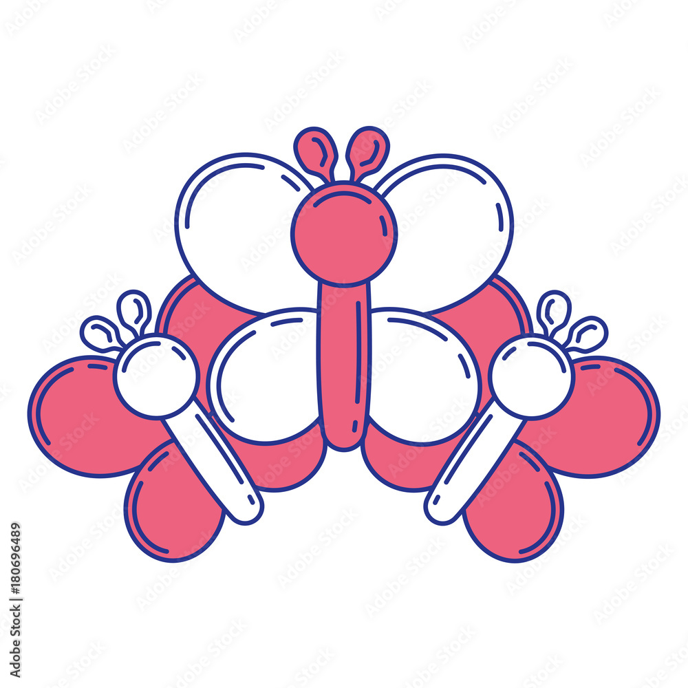 balloons shaped three butterfly decoration festival vector illustration balloons shaped three butterfly decoration festival vector illustration