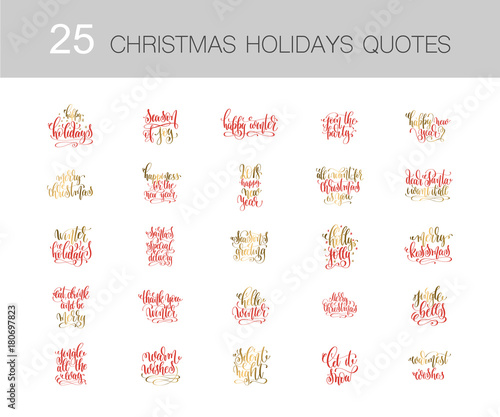 set of 25 red and gold hand lettering merry christmas 