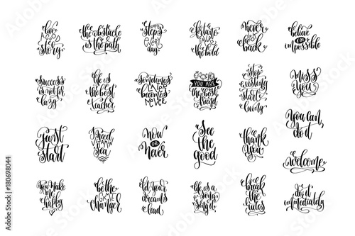set of 25 handwritten lettering inscriptions positive quote