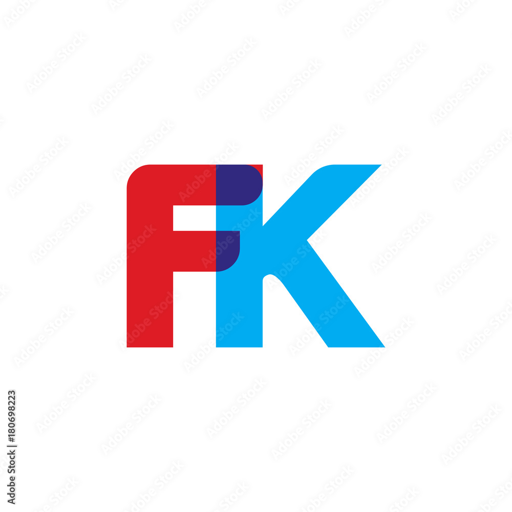 Initial letter FK, overlapping transparent uppercase logo, modern red blue color Initial letter FK, overlapping transparent uppercase logo, modern red blue color