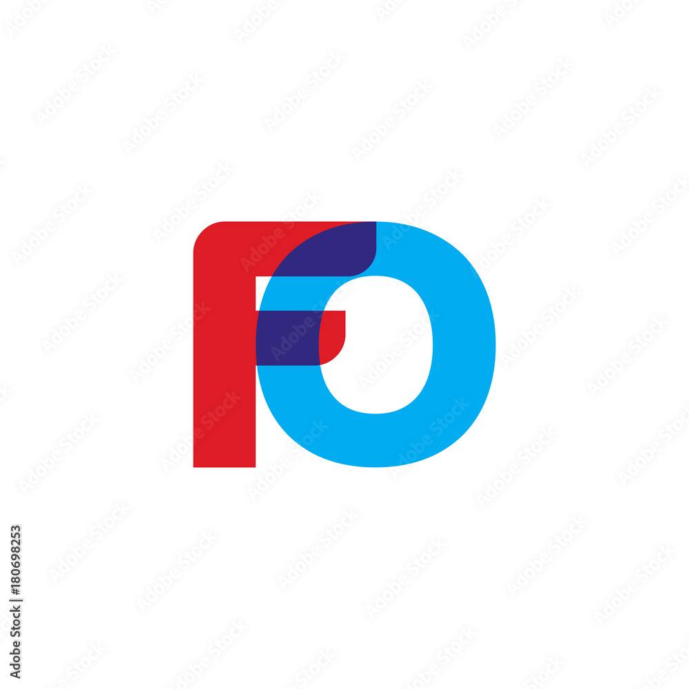 Initial letter FO, overlapping transparent uppercase logo, modern red blue color Initial letter FO, overlapping transparent uppercase logo, modern red blue color