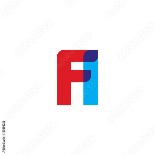 Free Download Initial letter FI, overlapping transparent uppercase logo, modern red blue color - GFXLoad