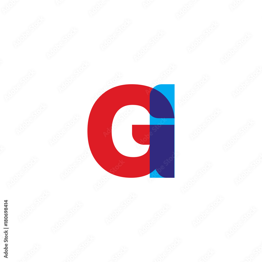 Initial letter GI, overlapping transparent uppercase logo, modern red blue color Initial letter GI, overlapping transparent uppercase logo, modern red blue color