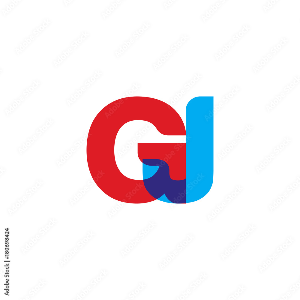 Initial letter GJ, overlapping transparent uppercase logo, modern red blue color Initial letter GJ, overlapping transparent uppercase logo, modern red blue color