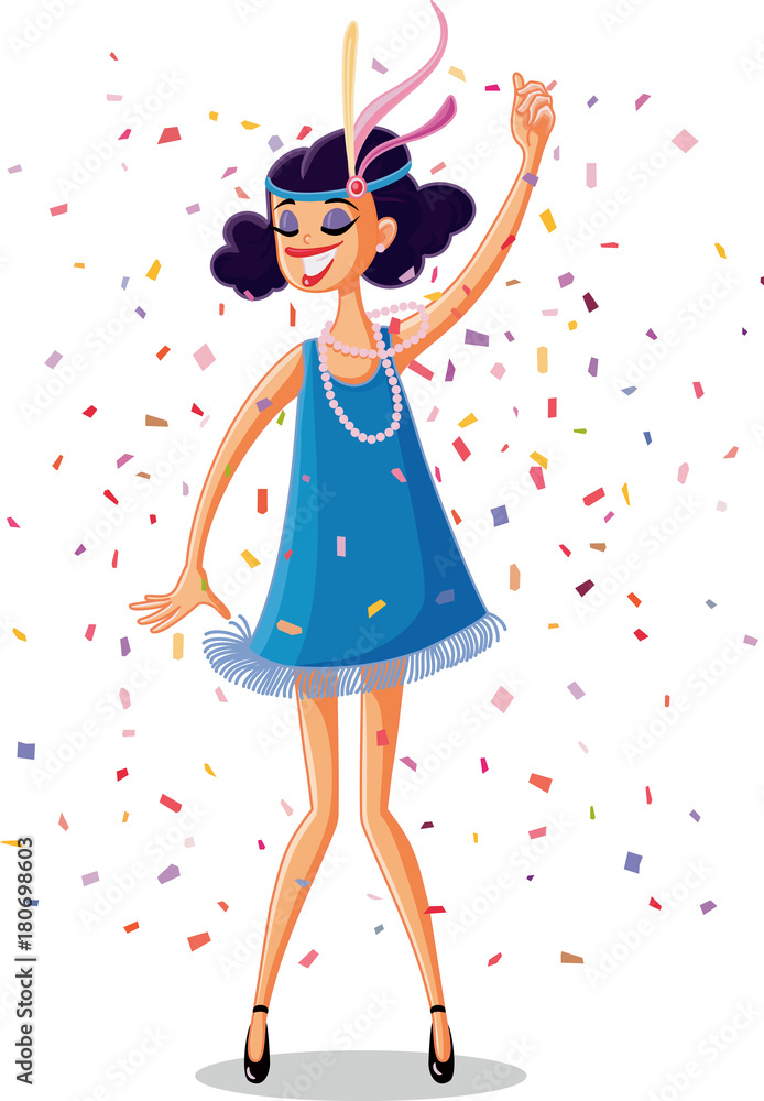 Flapper Party Girl from the Roaring 20s Retro Vector Flapper Party Girl from the Roaring 20s Retro Vector