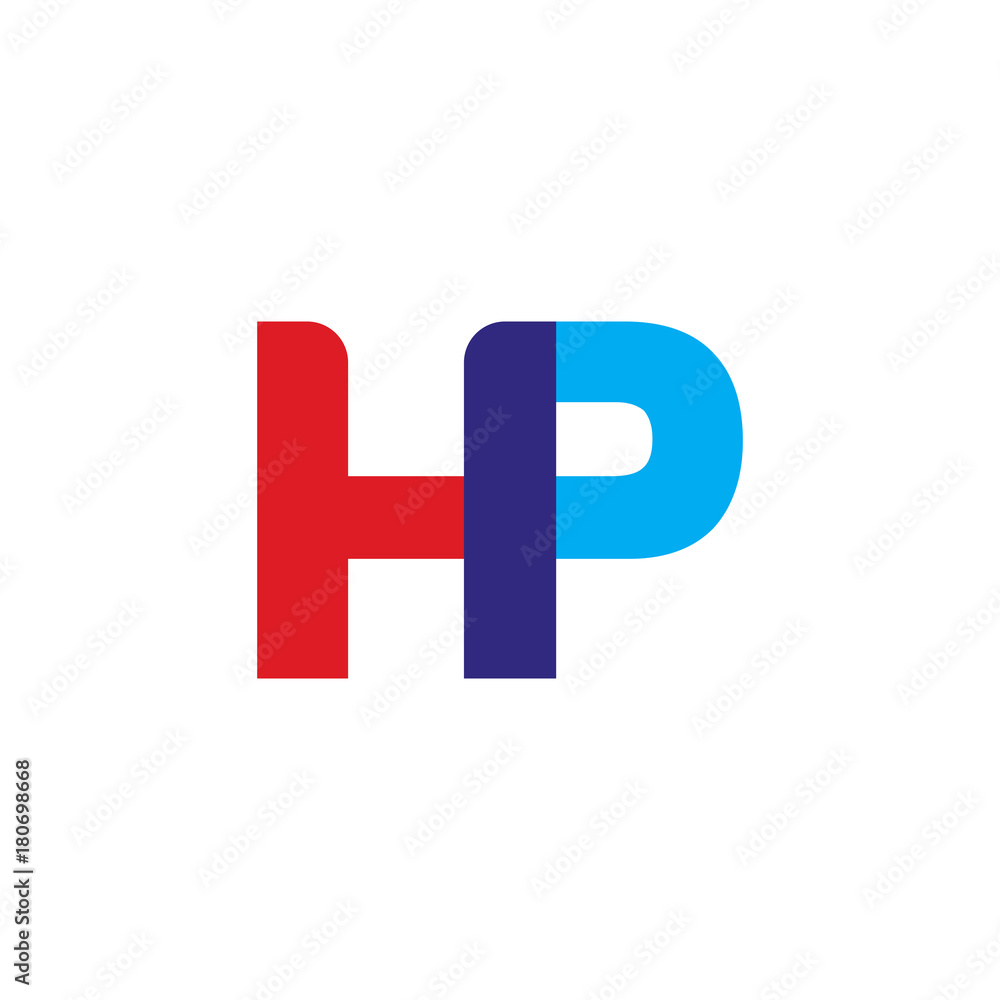 Fototapeta premium Initial letter HP, overlapping transparent uppercase logo, modern red blue color