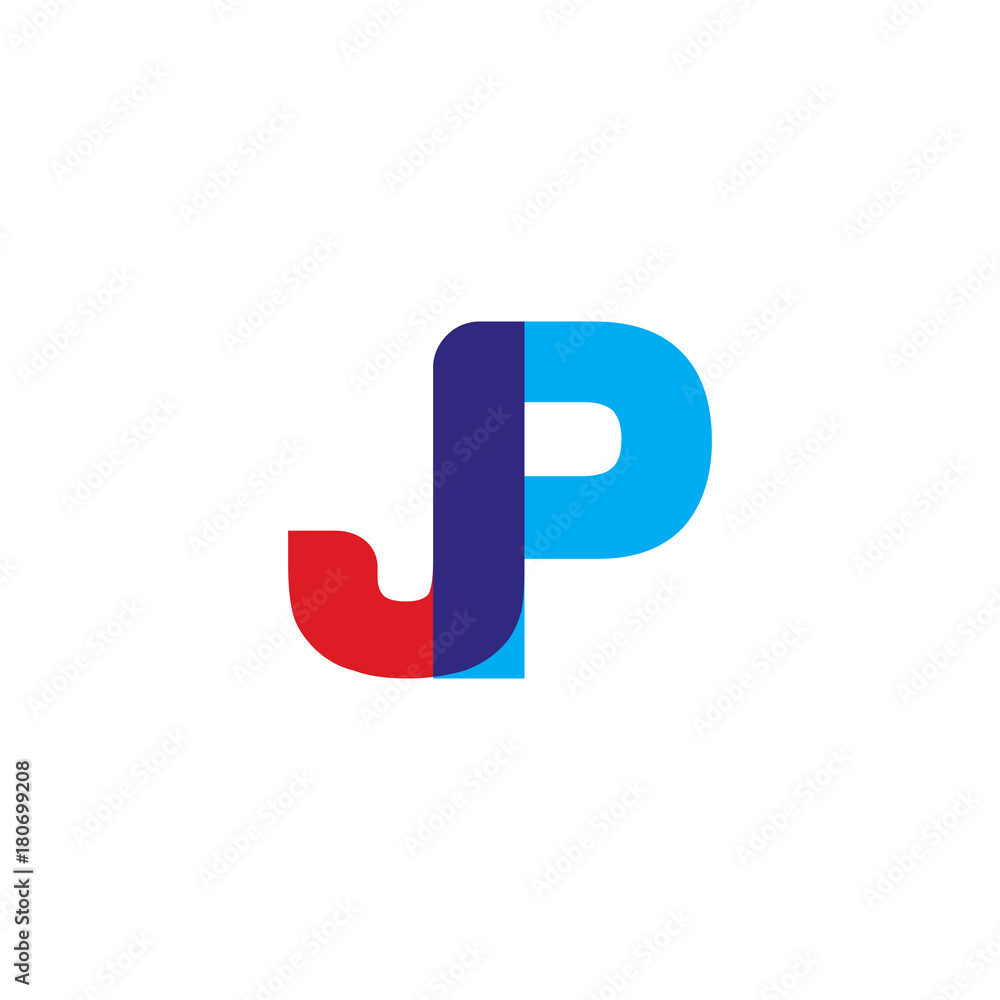 Initial letter JP, overlapping transparent uppercase logo, modern red blue color Initial letter JP, overlapping transparent uppercase logo, modern red blue color