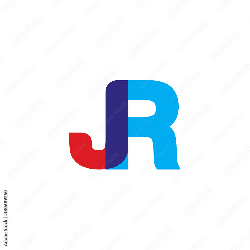 Initial letter JR, overlapping transparent uppercase logo, modern red blue color Initial letter JR, overlapping transparent uppercase logo, modern red blue color