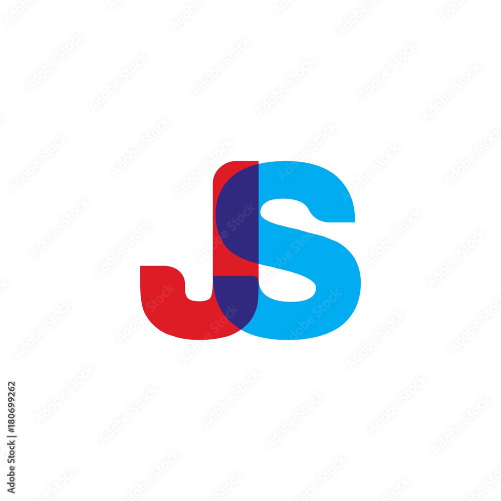 Initial letter JS, overlapping transparent uppercase logo, modern red blue color Initial letter JS, overlapping transparent uppercase logo, modern red blue color