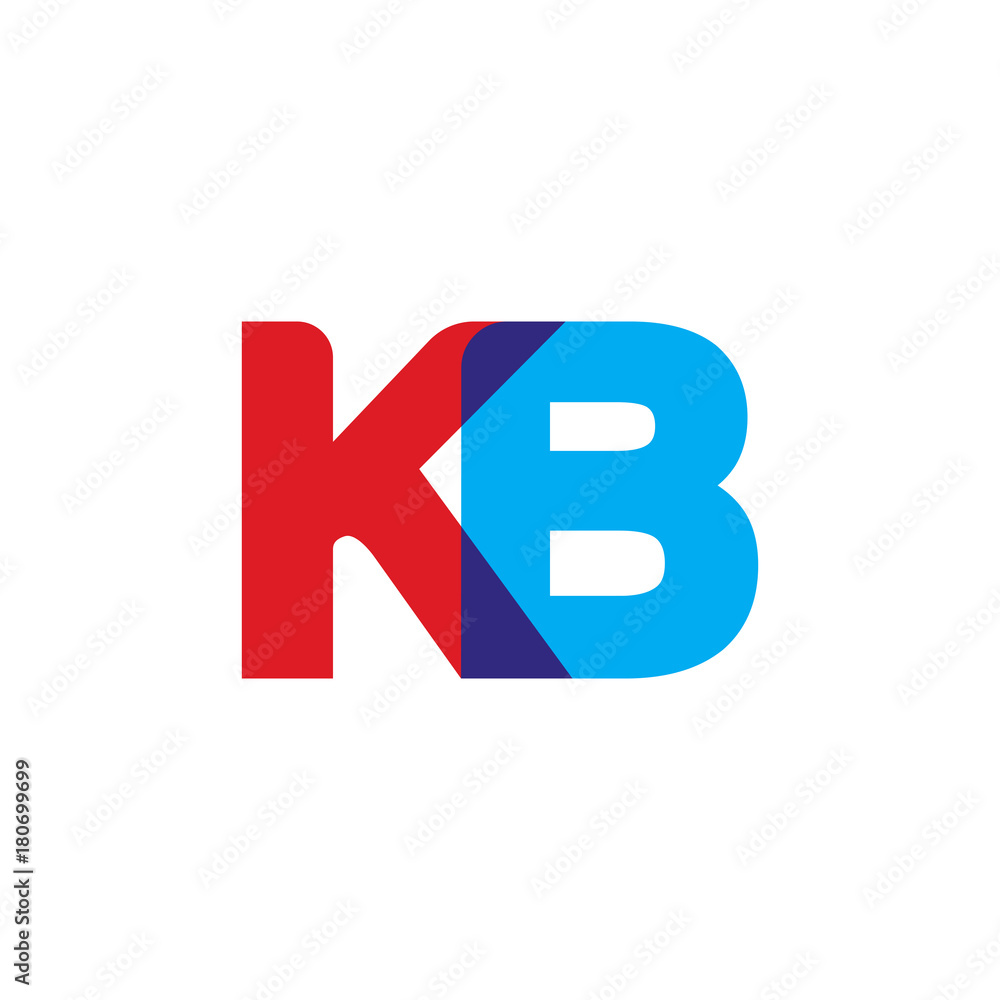 Initial letter KB, overlapping transparent uppercase logo, modern red blue color Initial letter KB, overlapping transparent uppercase logo, modern red blue color