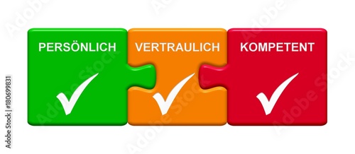 3 Puzzle Buttons zeigen Persönlich Vertraulich Kompetent