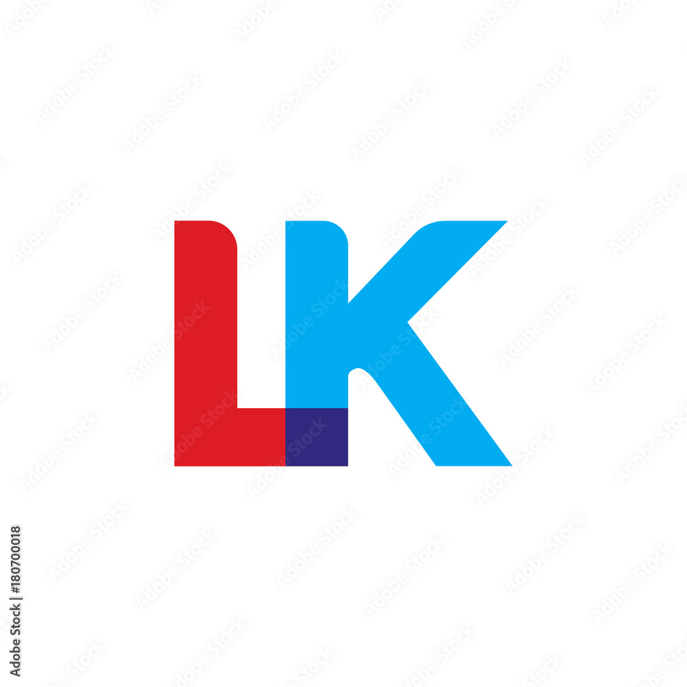 Initial letter LK, overlapping transparent uppercase logo, modern red blue color Initial letter LK, overlapping transparent uppercase logo, modern red blue color