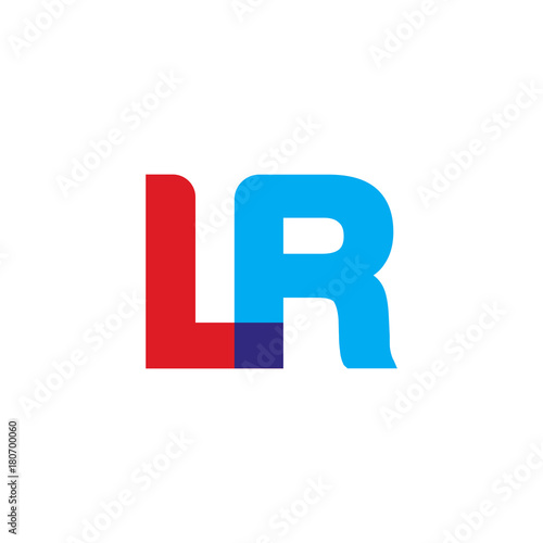 Initial letter LR, overlapping transparent uppercase logo, modern red blue color