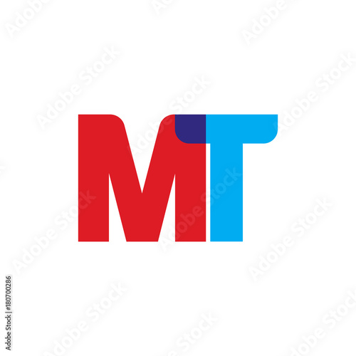 Free Download Initial letter MT, overlapping transparent uppercase logo, modern red blue color - GFXLoad