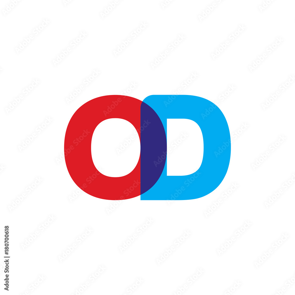 Initial letter OD, overlapping transparent uppercase logo, modern red blue color Initial letter OD, overlapping transparent uppercase logo, modern red blue color