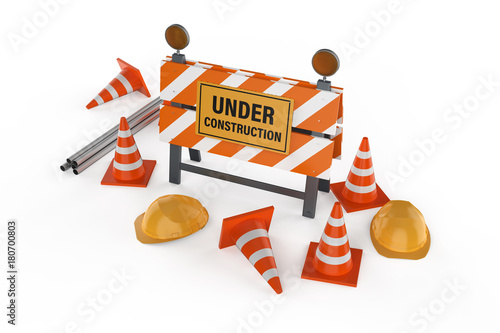 Wallpaper Mural under construction sign with barrier and cones Torontodigital.ca