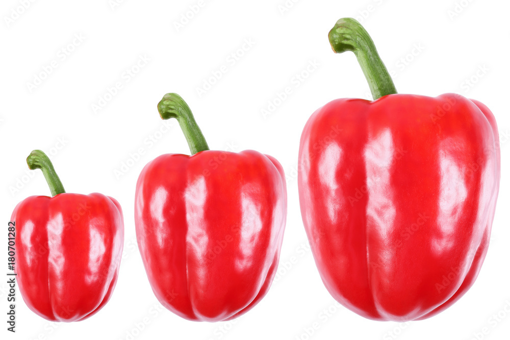 three sweet red peppers isolated on white three sweet red peppers isolated on white