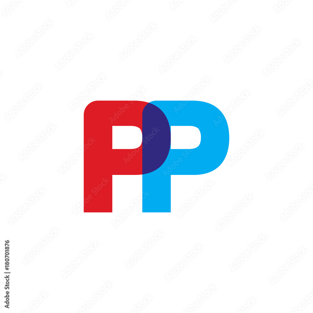 Initial letter PP, overlapping transparent uppercase logo, modern red blue color Initial letter PP, overlapping transparent uppercase logo, modern red blue color