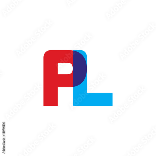 Free Download Initial letter PL, overlapping transparent uppercase logo, modern red blue color - GFXLoad