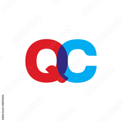Fototapeta Naklejka Na Ścianę i Meble -  Initial letter QC, overlapping transparent uppercase logo, modern red blue color