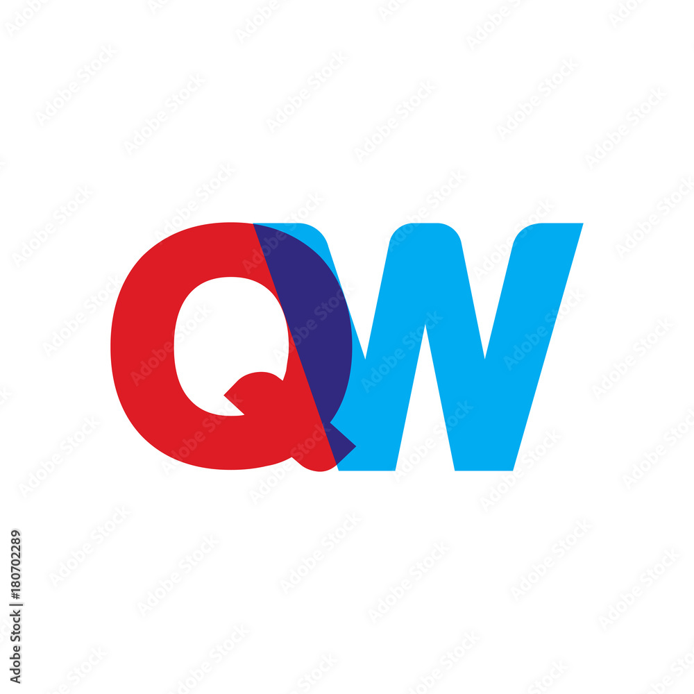 Initial letter QW, overlapping transparent uppercase logo, modern red blue color Initial letter QW, overlapping transparent uppercase logo, modern red blue color