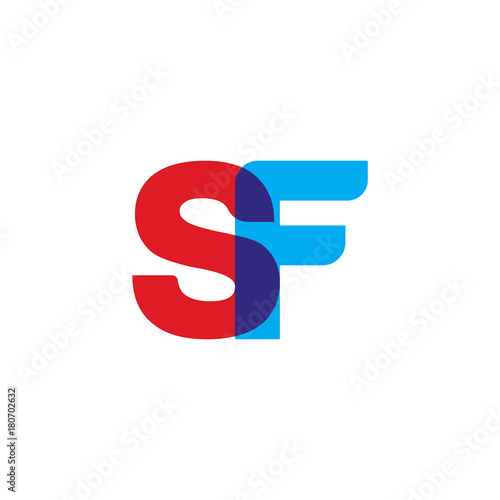 Initial letter SF, overlapping transparent uppercase logo, modern red blue color