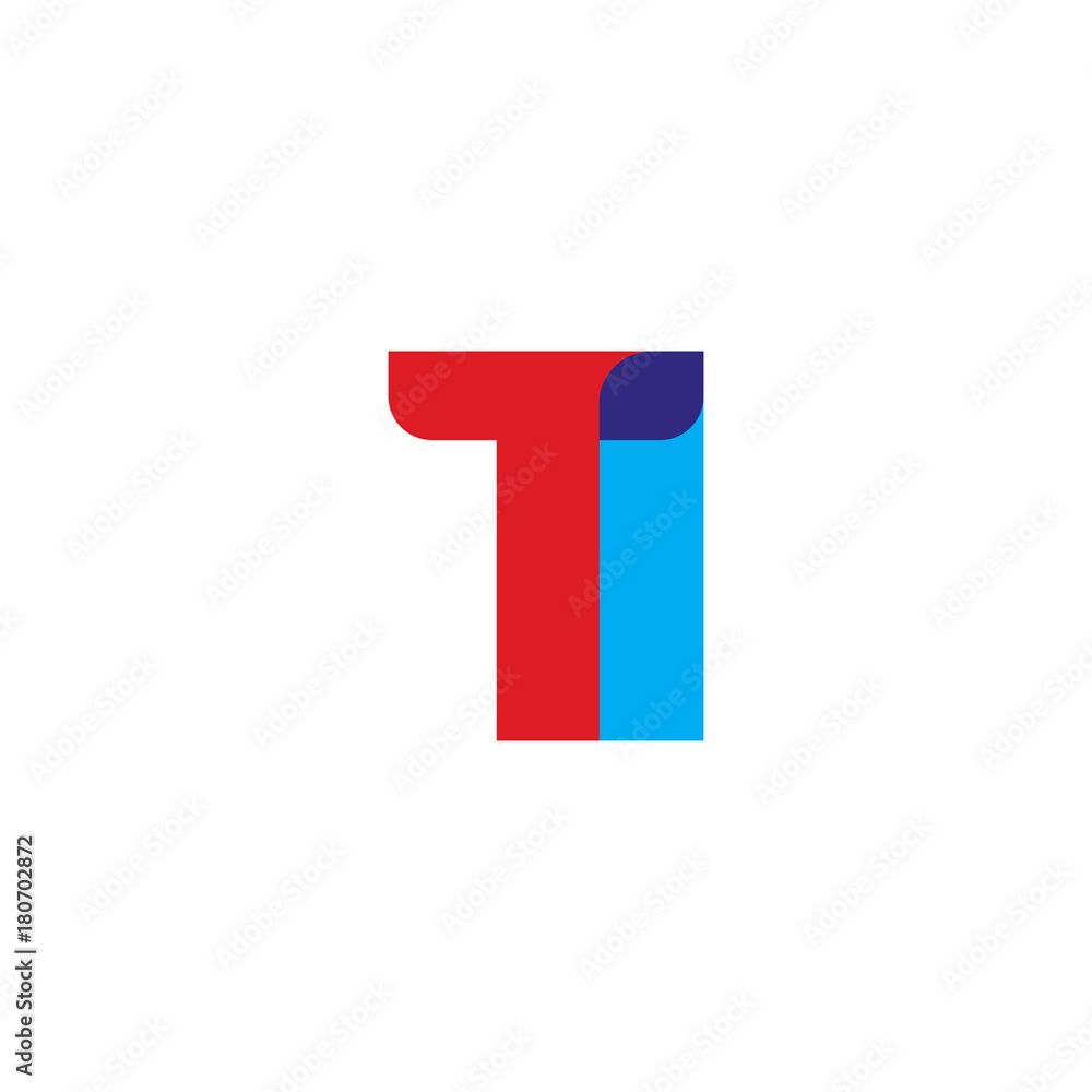 Initial letter TI, overlapping transparent uppercase logo, modern red blue color Initial letter TI, overlapping transparent uppercase logo, modern red blue color