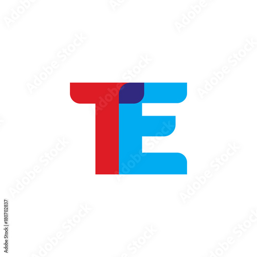 Free Download Initial letter TE, overlapping transparent uppercase logo, modern red blue color - GFXLoad