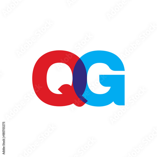 Initial letter QG, overlapping transparent uppercase logo, modern red blue color