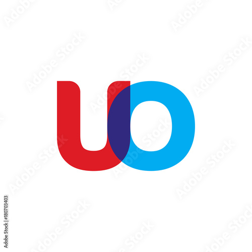 Free Download Initial letter UO, overlapping transparent uppercase logo, modern red blue color - GFXLoad