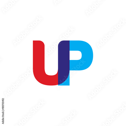 Fototapeta Naklejka Na Ścianę i Meble -  Initial letter UP, overlapping transparent uppercase logo, modern red blue color