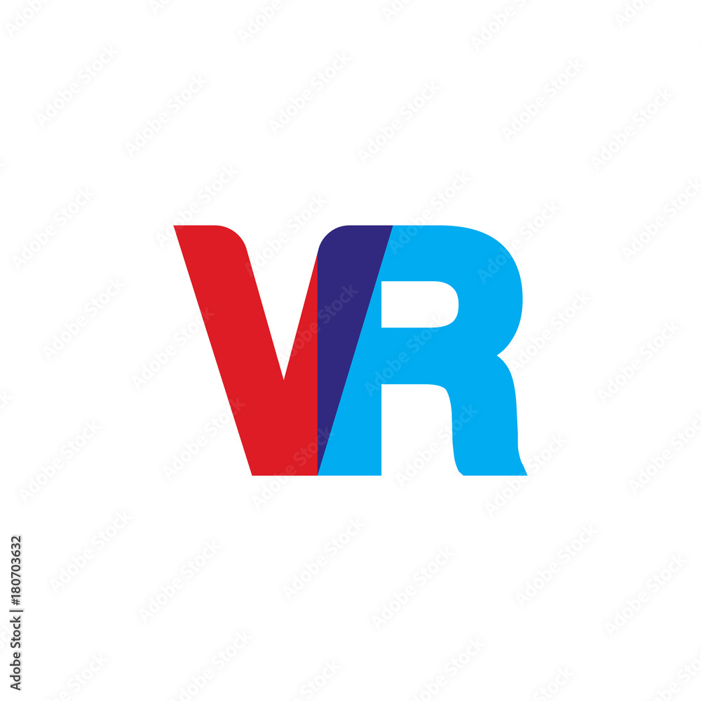 Initial letter VR, overlapping transparent uppercase logo, modern red blue color Initial letter VR, overlapping transparent uppercase logo, modern red blue color