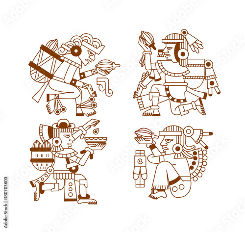 Aztec cacao pattern for chocolate package design.  Vector illustration.