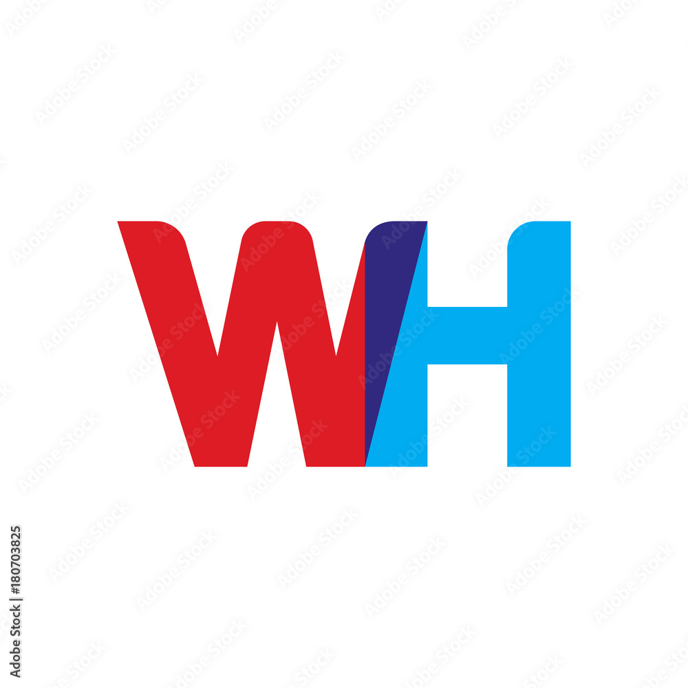 Initial letter WH, overlapping transparent uppercase logo, modern red blue color Initial letter WH, overlapping transparent uppercase logo, modern red blue color