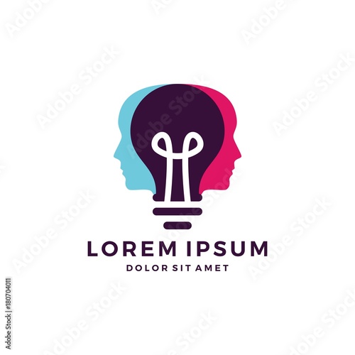 human head bulb lamp logo