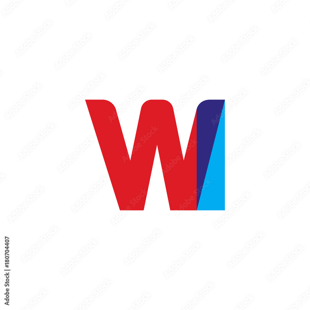 Initial letter WI, overlapping transparent uppercase logo, modern red blue color Initial letter WI, overlapping transparent uppercase logo, modern red blue color
