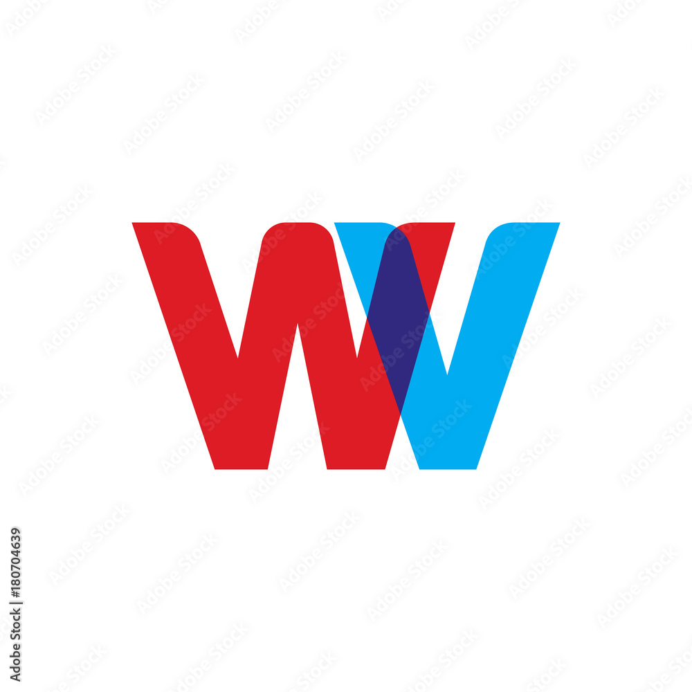 Initial letter WV, overlapping transparent uppercase logo, modern red blue color Initial letter WV, overlapping transparent uppercase logo, modern red blue color