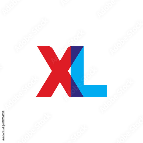 Initial letter XL, overlapping transparent uppercase logo, modern red blue color