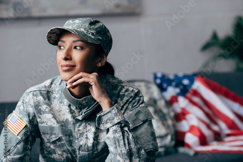 Canvas Print thoughtful african american soldier