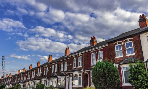 Row of victorian terraced houses in the UK photo