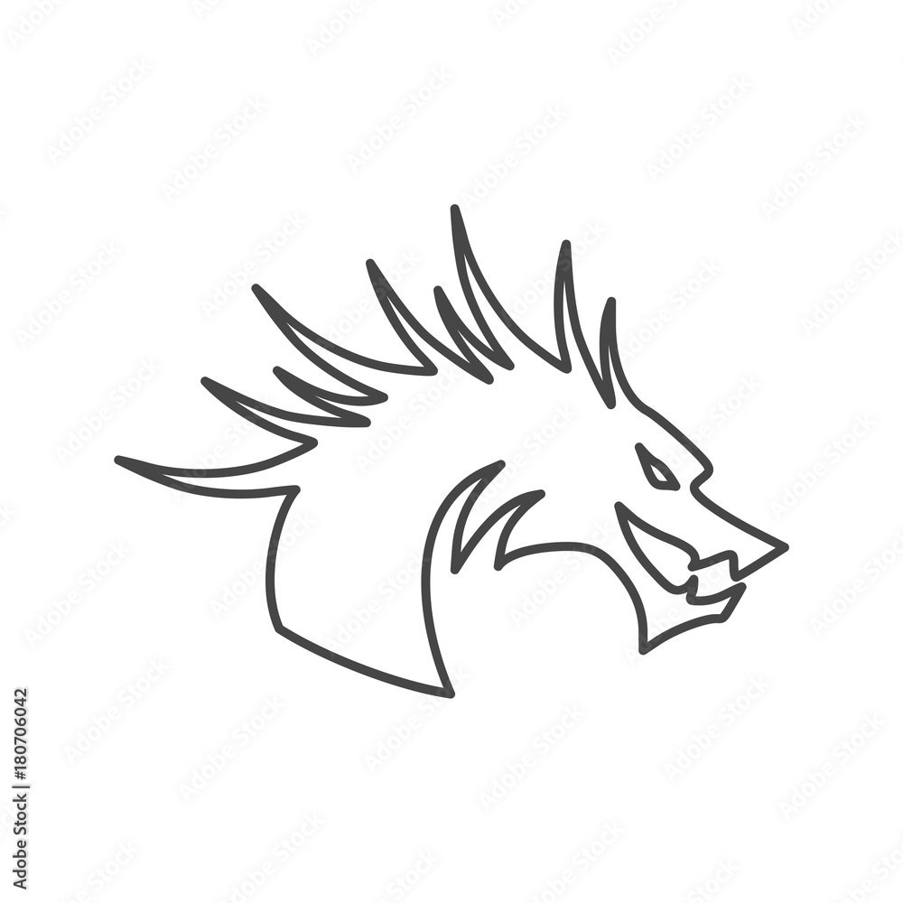 Obraz premium Dragon mascot, Black Silhouette Of Dragon