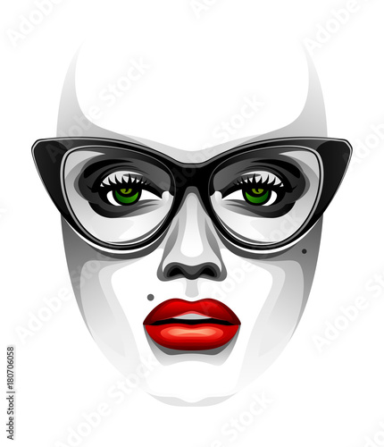 Woman face on a white background