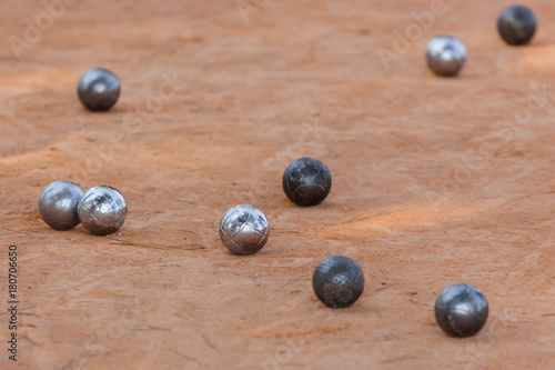Petanque balls on the ground