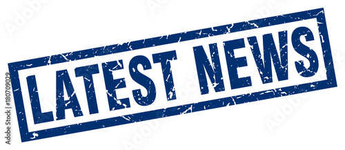 square grunge blue latest news stamp